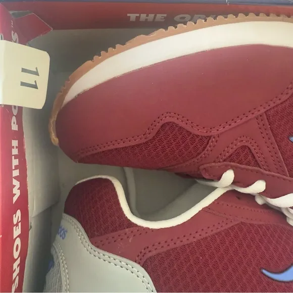 kangaROOS Maroon/Red and White Sneakers with Suede Accents