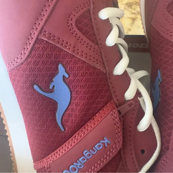 kangaROOS Maroon/Red and White Sneakers with Suede Accents