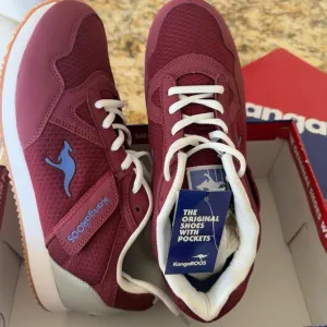 kangaROOS Maroon/Red and White Sneakers with Suede Accents