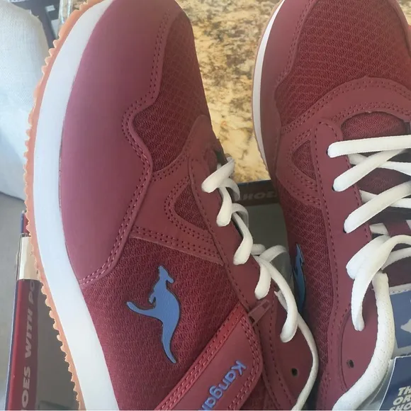 kangaROOS Maroon/Red and White Sneakers with Suede Accents