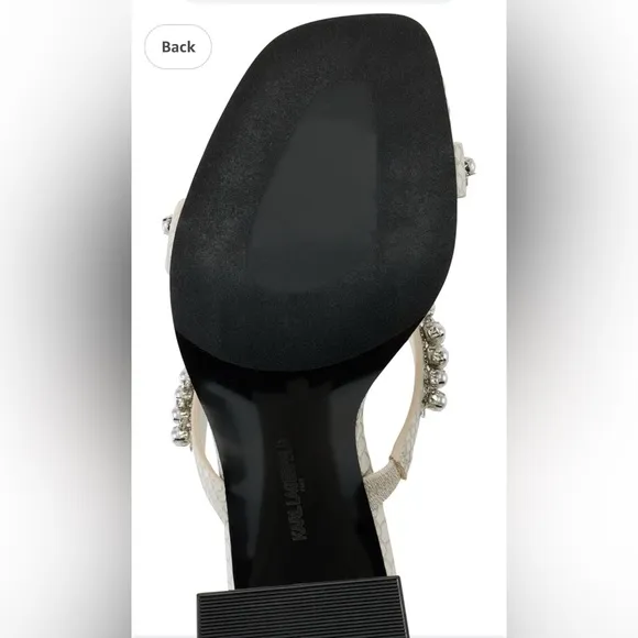 KARL LAGERFELD Women'7 Rayan Embellished Block Heel Sandal Heeled