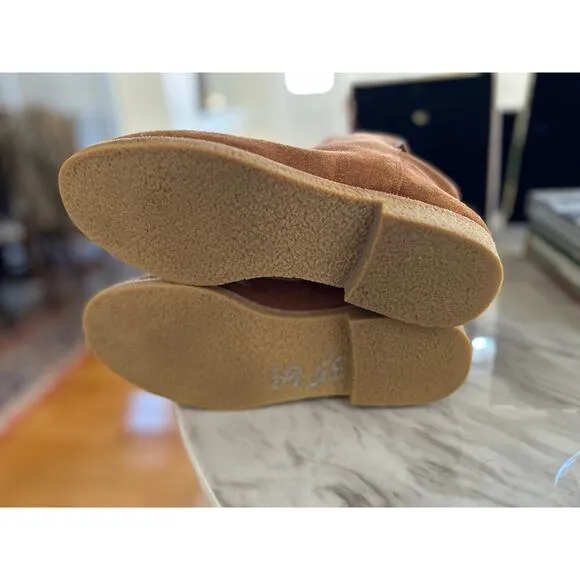 Kate Spade Brown Suede &amp; Faux Shearling Mid Calf Ankle Boot