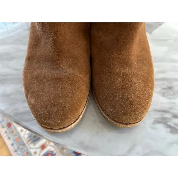 Kate Spade Brown Suede &amp; Faux Shearling Mid Calf Ankle Boot
