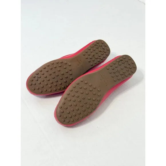 Kate Spade Corrie NWOB Sz 7.5 Coral Red Pebble Leather Women's Loafers Flat Shoe