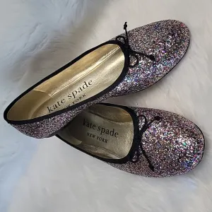 KATE SPADE Multicolor Confetti Glitter Sparkle Rounded Toe Slip On Ballet Flats