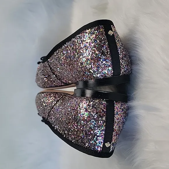 KATE SPADE Multicolor Confetti Glitter Sparkle Rounded Toe Slip On Ballet Flats
