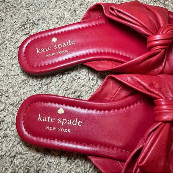 Kate Spade New York Marcella Red Bow Flat Sandals Size 6 NEW