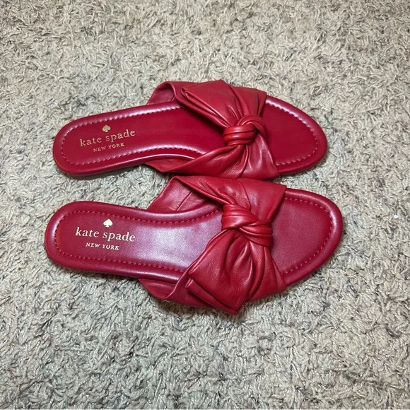 Kate Spade New York Marcella Red Bow Flat Sandals Size 6 NEW