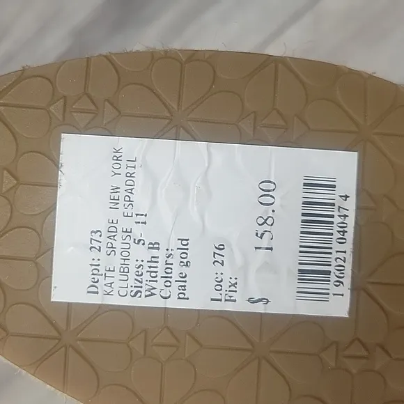 Kate Spade New York Size 6 Pale Gold Clubhouse Espadrille NWT