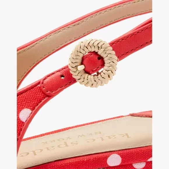 Kate Spade New York Veronica Red Polka Dot Signature Bow Slingback Flat::NIB::9B