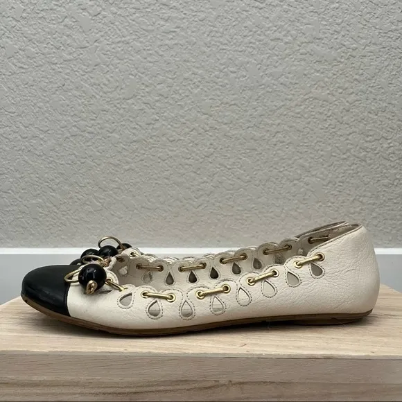 Kate Spade RARE Bauble Black Cap Toe Ballet Flats 6.5