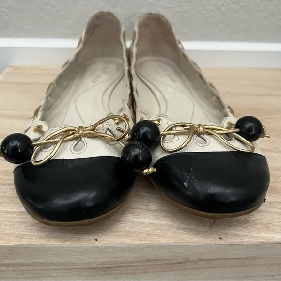 Kate Spade RARE Bauble Black Cap Toe Ballet Flats 6.5