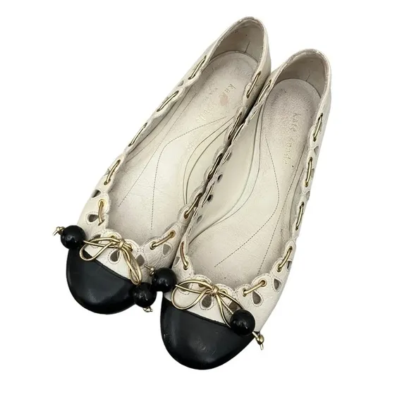 Kate Spade RARE Bauble Black Cap Toe Ballet Flats 6.5