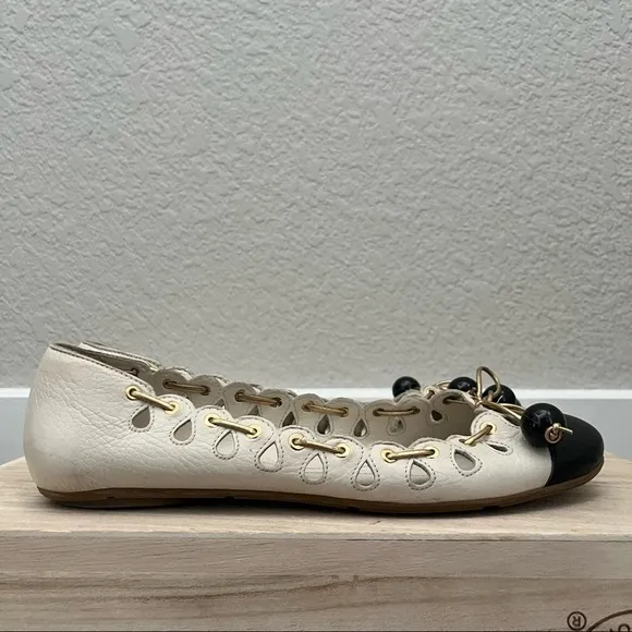 Kate Spade RARE Bauble Black Cap Toe Ballet Flats 6.5