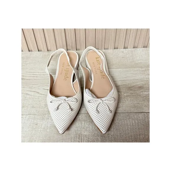 Kate Spade Veronica Slingback Leather Flats Womens Shoes Sz 8 New