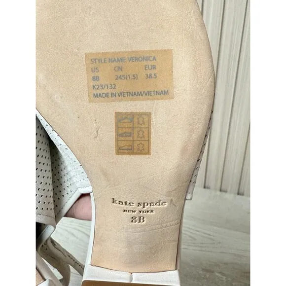 Kate Spade Veronica Slingback Leather Flats Womens Shoes Sz 8 New