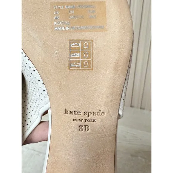 Kate Spade Veronica Slingback Leather Flats Womens Shoes Sz 8 New