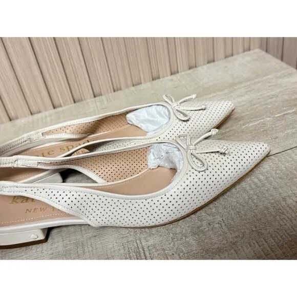 Kate Spade Veronica Slingback Leather Flats Womens Shoes Sz 8 New