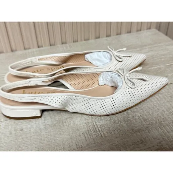 Kate Spade Veronica Slingback Leather Flats Womens Shoes Sz 8 New