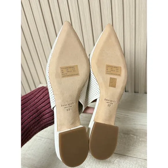 Kate Spade Veronica Slingback Leather Flats Womens Shoes Sz 8 New