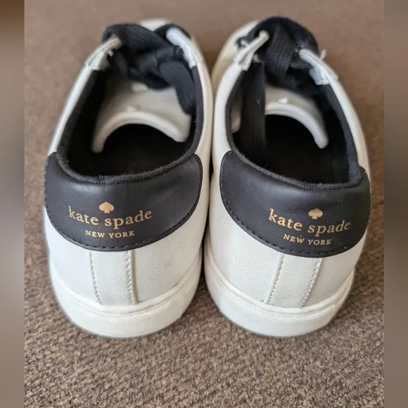Kate Spade White and Black Sneakers, Size 9.5, Gently Warn