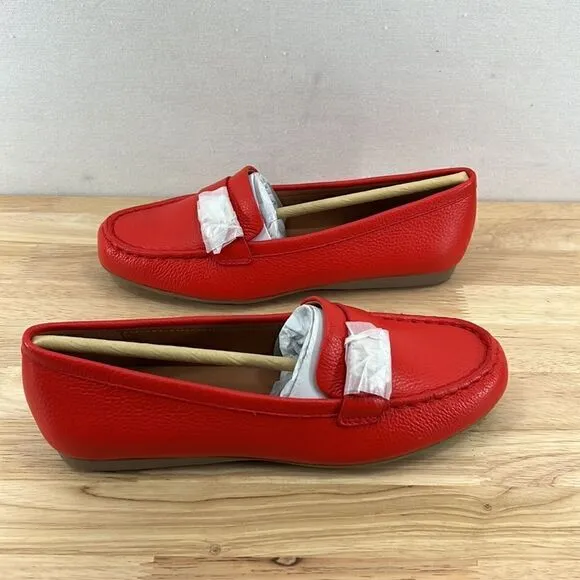 Kate Spade Camellia Pebbled Leather Loafers- Bright Red- Various Sizes- NIB