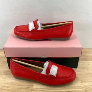 Kate Spade Camellia Pebbled Leather Loafers- Bright Red- Various Sizes- NIB