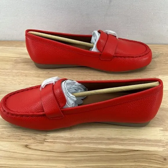 Kate Spade Camellia Pebbled Leather Loafers- Bright Red- Various Sizes- NIB