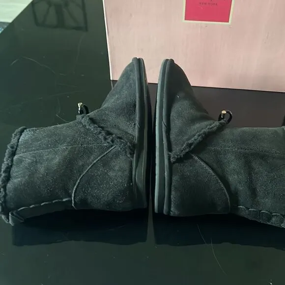 Kate Spade Faux Shearling Suede Boots black
