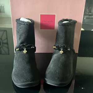 Kate Spade Faux Shearling Suede Boots black