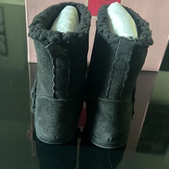 Kate Spade Faux Shearling Suede Boots black