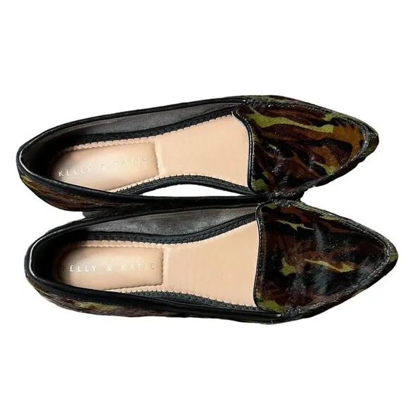 Katie &amp; Katie Camo Cow Hair Flats