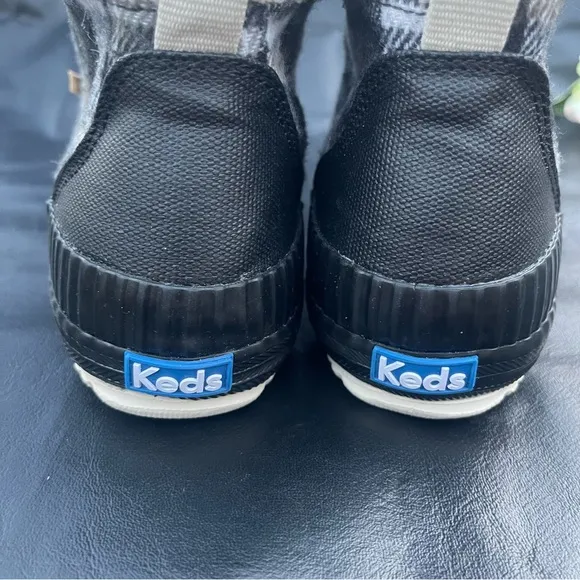 Keds Scout III boots Women Sz 8.5 Black Shearling Madras Plaid Ankle Duck