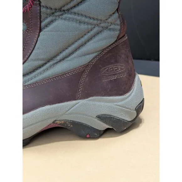Keen Hoodoo III Waterproof Snow Boots Fur Trim Leather Womens 8 Maroon Purple