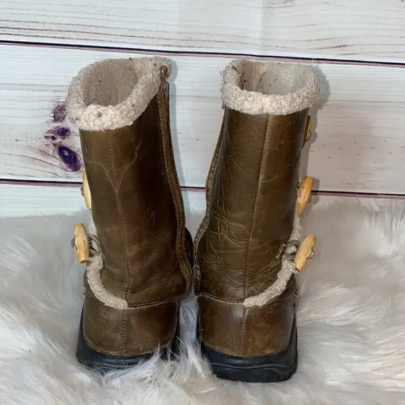 Keen Kaley Leather Shearling Winter Boots Girls 4