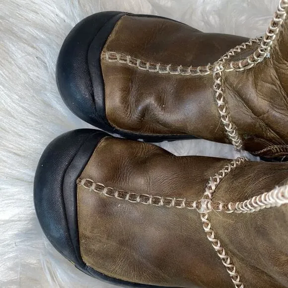 Keen Kaley Leather Shearling Winter Boots Girls 4