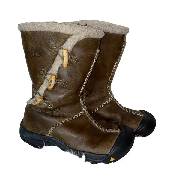 Keen Kaley Leather Shearling Winter Boots Girls 4