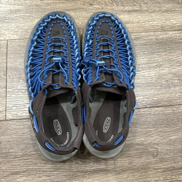 Keen Mens Uneek Paracord Water Sandals Anatomical Footbed Blue &amp; Gray Size 11.5