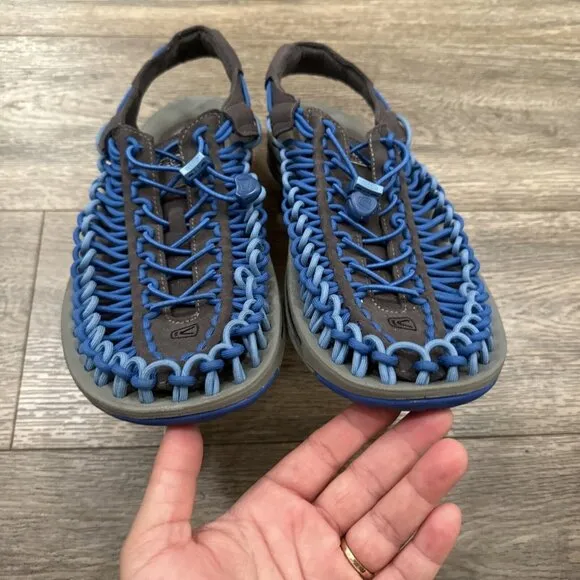 Keen Mens Uneek Paracord Water Sandals Anatomical Footbed Blue &amp; Gray Size 11.5