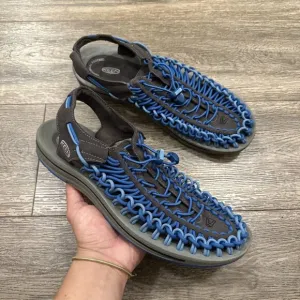 Keen Mens Uneek Paracord Water Sandals Anatomical Footbed Blue &amp; Gray Size 11.5