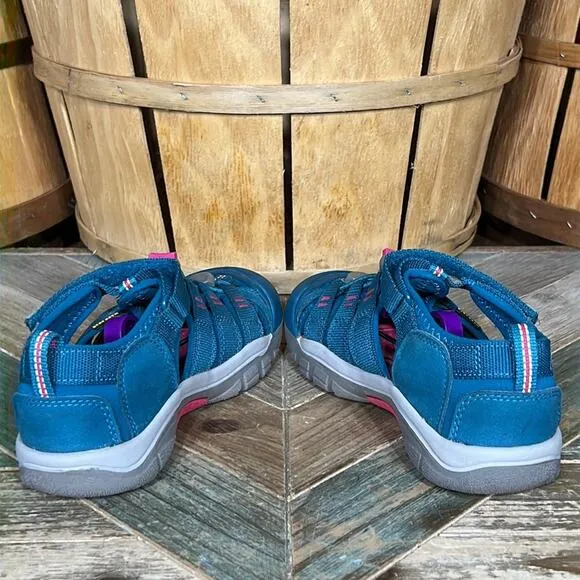 Keen Newport H2 Blue Pink Pull-Tie Water Friendly Sandals Little Girl Size 3