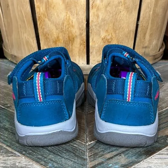 Keen Newport H2 Blue Pink Pull-Tie Water Friendly Sandals Little Girl Size 3