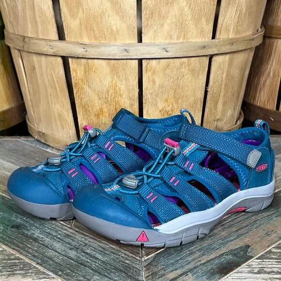 Keen Newport H2 Blue Pink Pull-Tie Water Friendly Sandals Little Girl Size 3