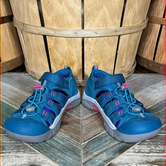 Keen Newport H2 Blue Pink Pull-Tie Water Friendly Sandals Little Girl Size 3