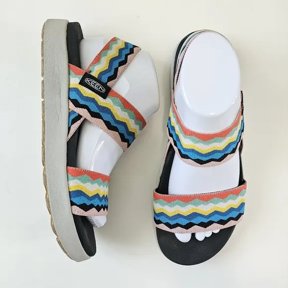 'Keen Outdoor' Women's Elle Backstrap Sandal - Black / Peach Pearl