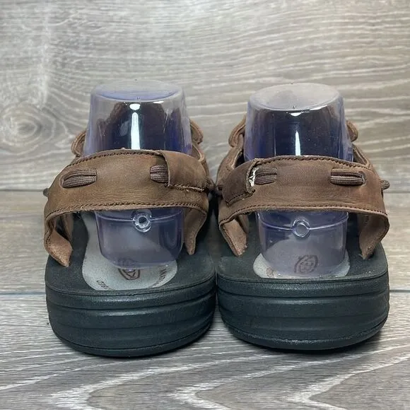 Keen Uneek Brown Leather Men’s Sz 10 Slip On Bungee Cord Rope Boat Water Sandals