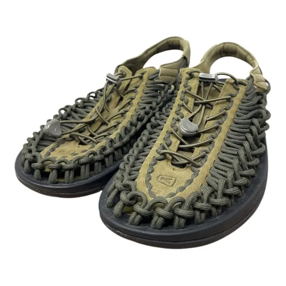 Keen Uneek Sandals Men's 11 Olive Black Slip On Logo Outdoor Hiking Water Shoes