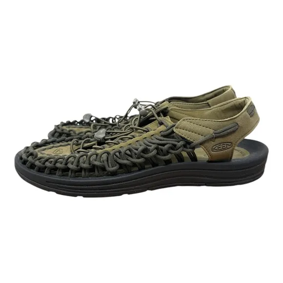 Keen Uneek Sandals Men's 11 Olive Black Slip On Logo Outdoor Hiking Water Shoes