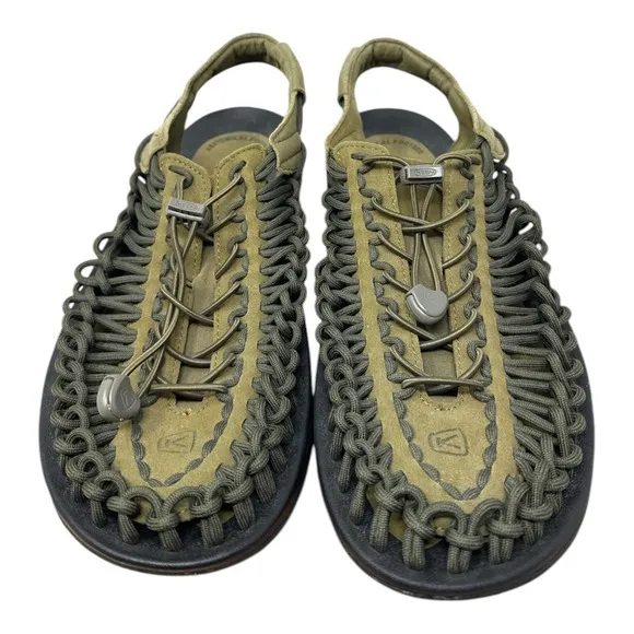 Keen Uneek Sandals Men's 11 Olive Black Slip On Logo Outdoor Hiking Water Shoes