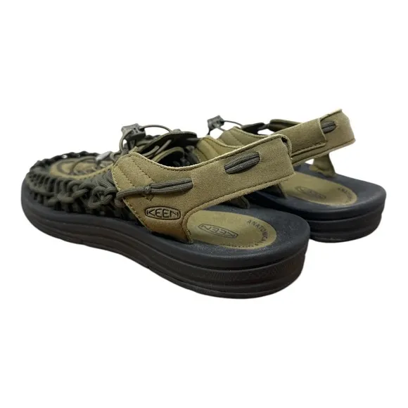 Keen Uneek Sandals Men's 11 Olive Black Slip On Logo Outdoor Hiking Water Shoes